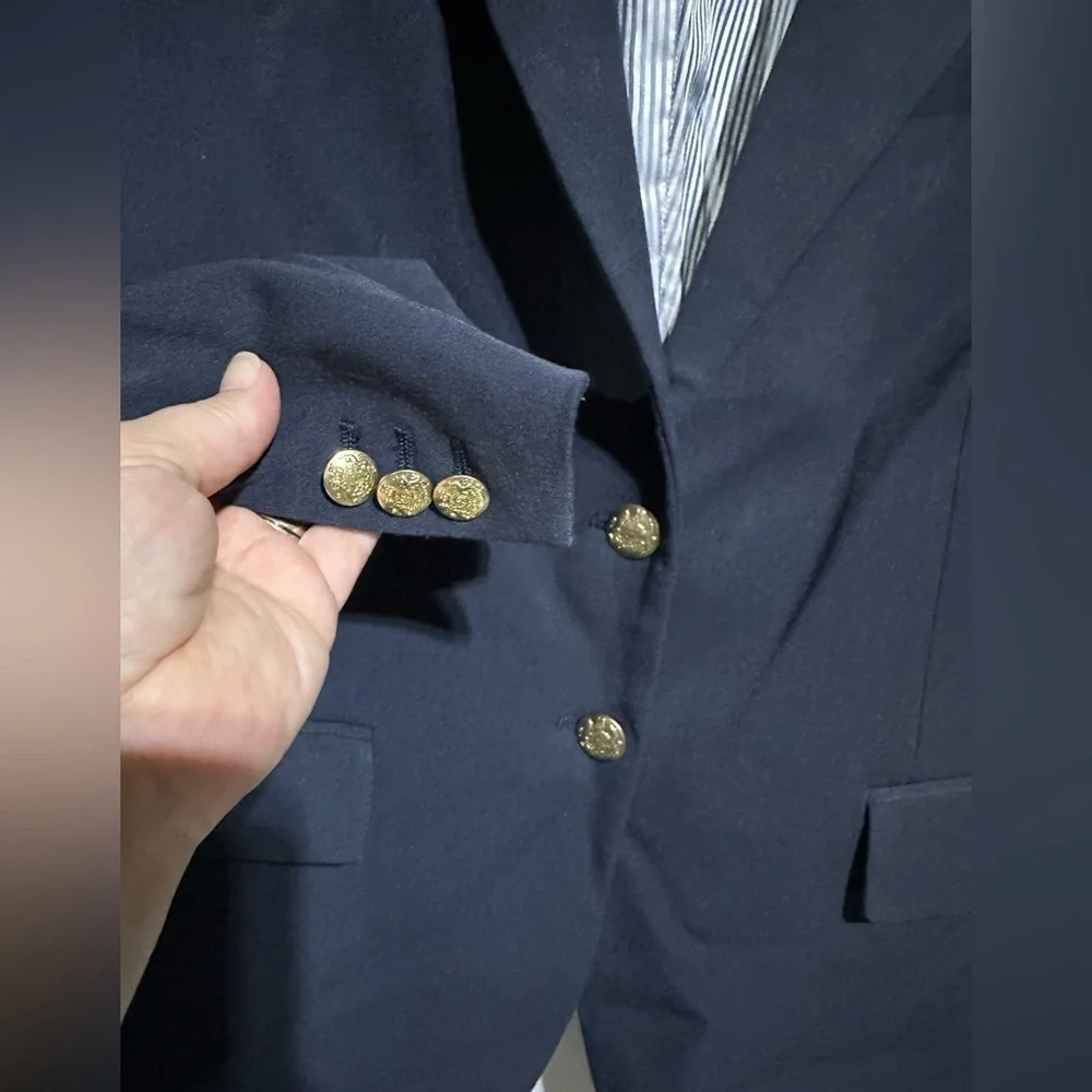 J Crew Womens 12 Blazer Navy Blue Gold Button School Boy Jacket Classic Preppy